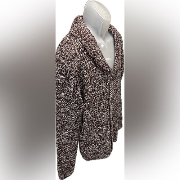 True Rock NWT Large Knit Cardigan Sweater Dark Red Burgundy White Button Down - Picture 4 of 7